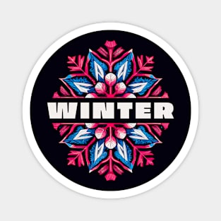 Winter || Colorful Abstract Snowflake Magnet
